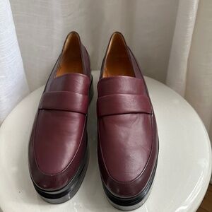 Robert Clergerie leather platform loafers burgundy size 39.5